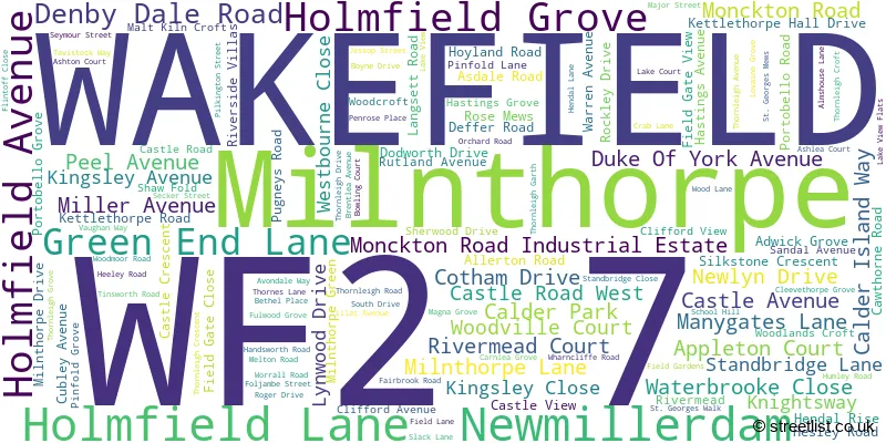 A word cloud for the WF2 7 postcode